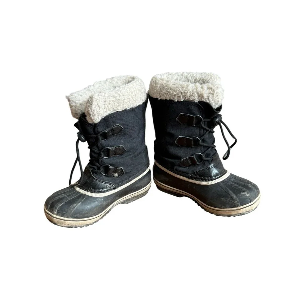 SOREL Kids Yoot Pac Nylon WP Waterproof Black Winter Snow Boots. Size 1.